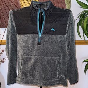 Tommy Bahama Gray and Black Fleece Pullover